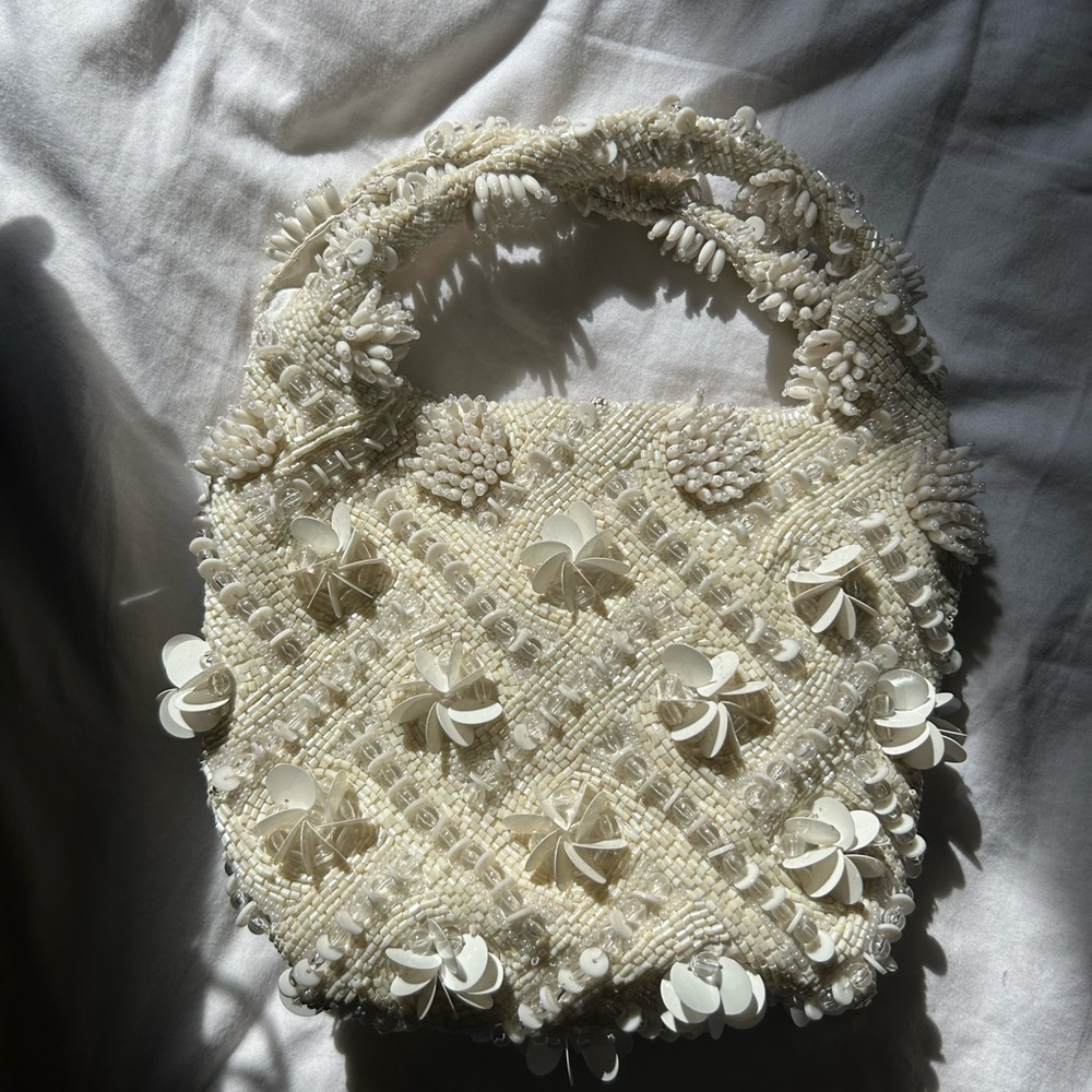 T.J.Maxx Cream Beaded Mini Bag